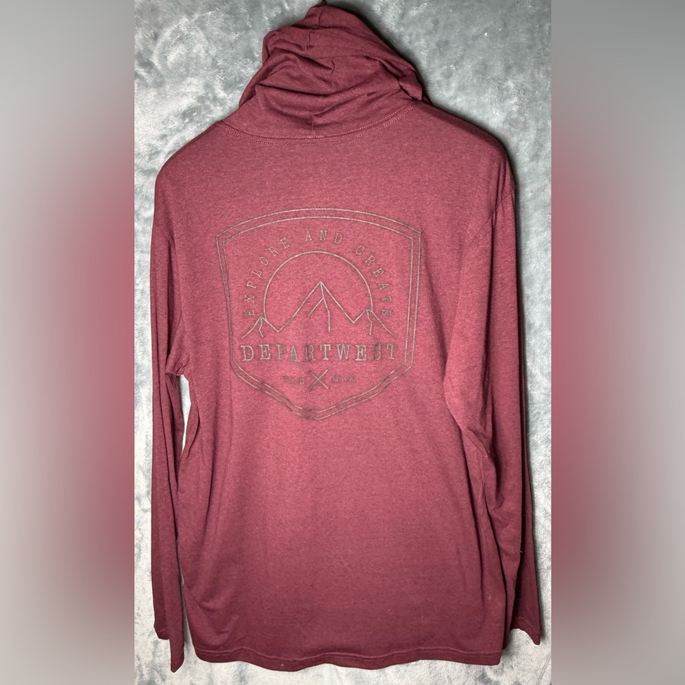 Departwest Men’s Maroon Lightweight Pullover Hoodie - Picture 3 of 8